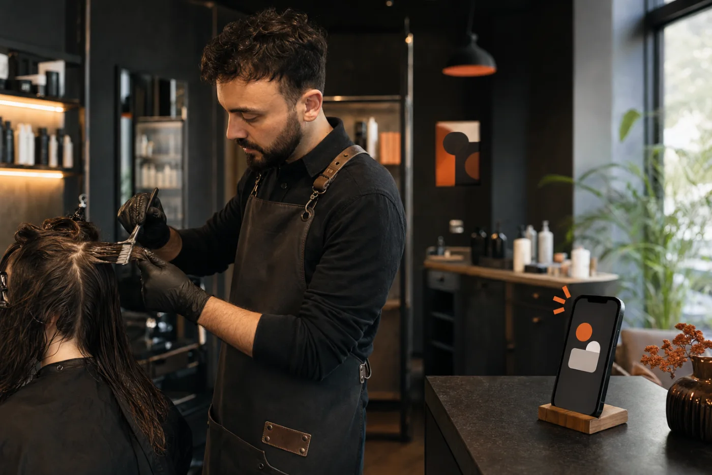 Un profesionist lucrează, în timp ce o programare este primită fără să îl întrerupă